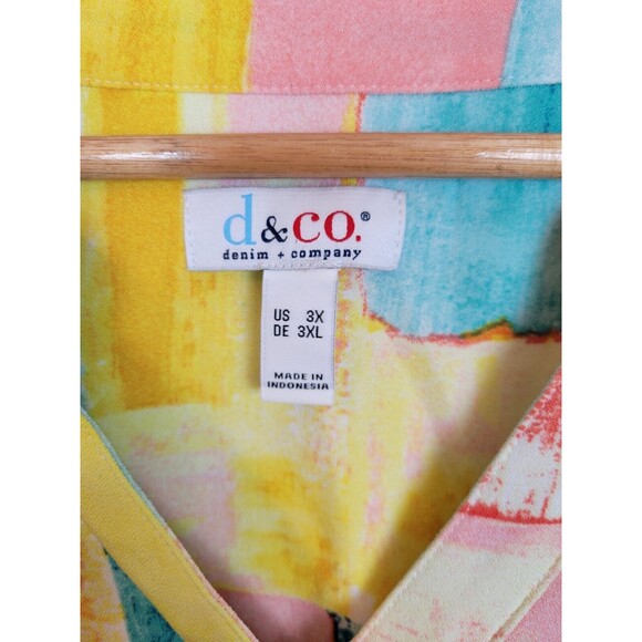 QVC D&Co Plus Size Button-Up Top Size 3X Colorful Long Sleeve Spring Eas… - Picture 3 of 7